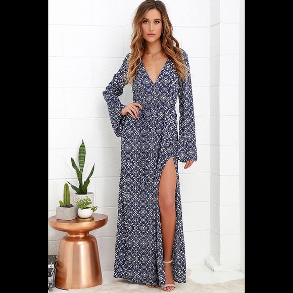 Lulus Dresses & Skirts - Lulu’s Mandala Daydream Blue Print Maxi Dress